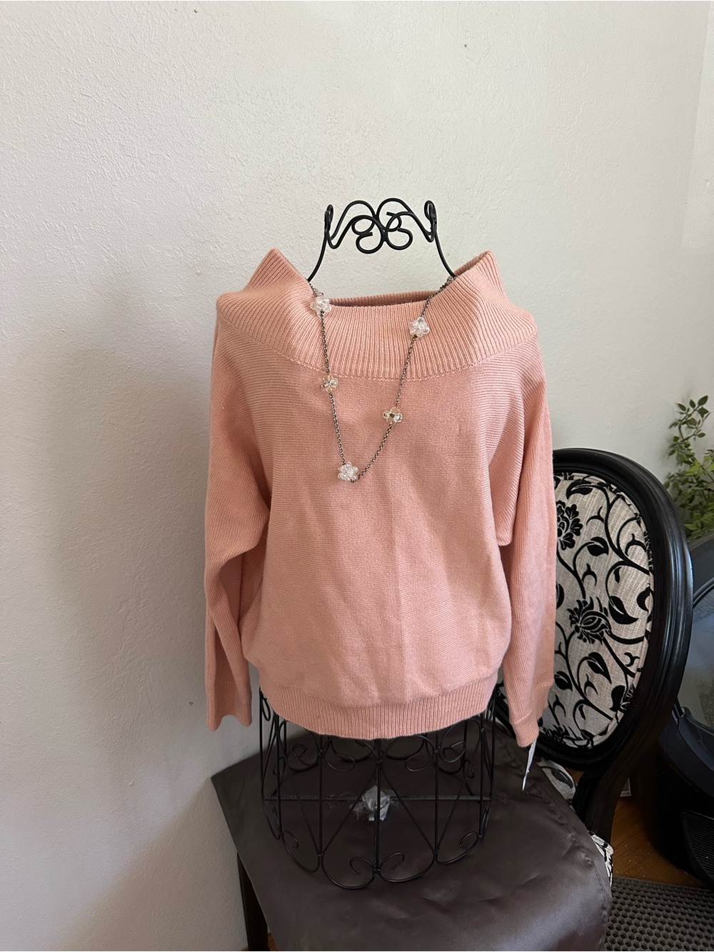 Love Tree Dusty Pink Off-Shoulder Knit Sweater